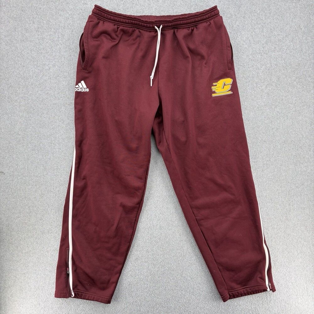 Adidas Central Michigan Chippewas Track Pants Mens XL Maroon Team Issued CMU